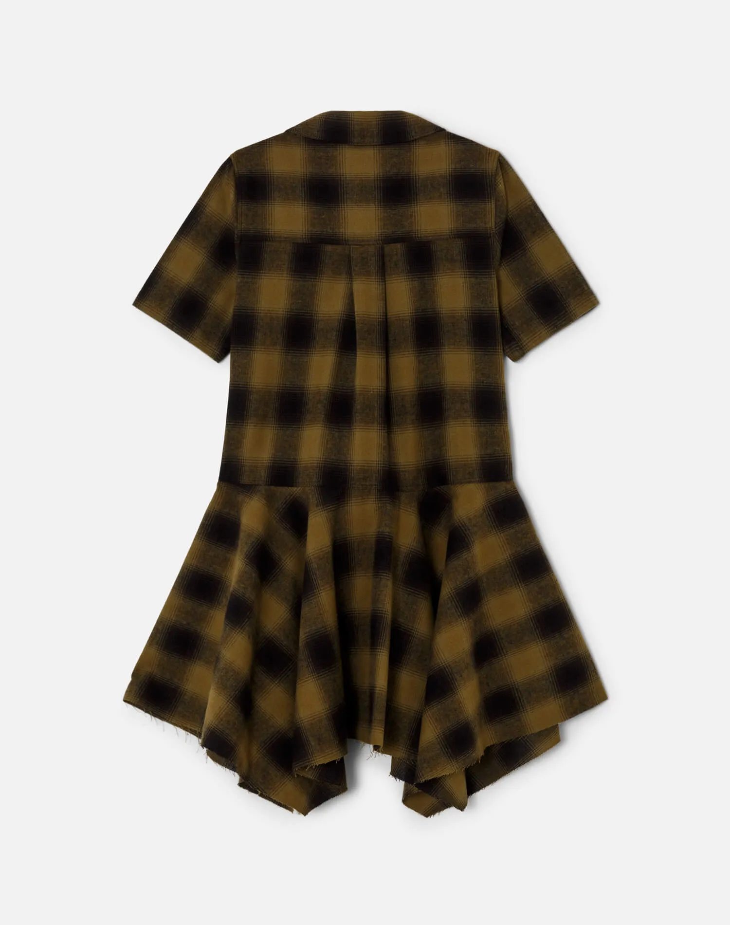 Handkerchief Shirt Dress - Green Shadow Plaid