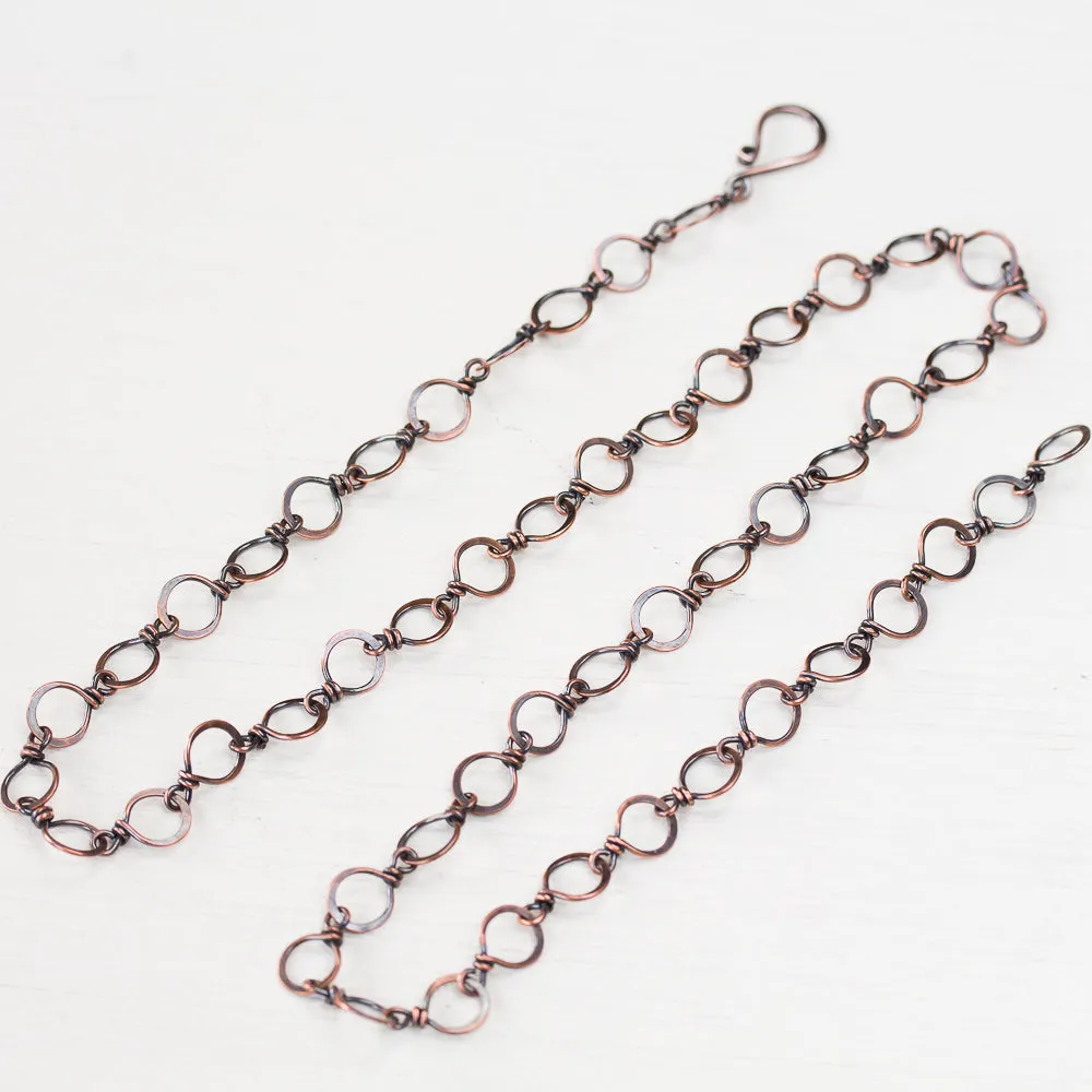 Handmade Wire Wrapped Hammered Copper Links Chain