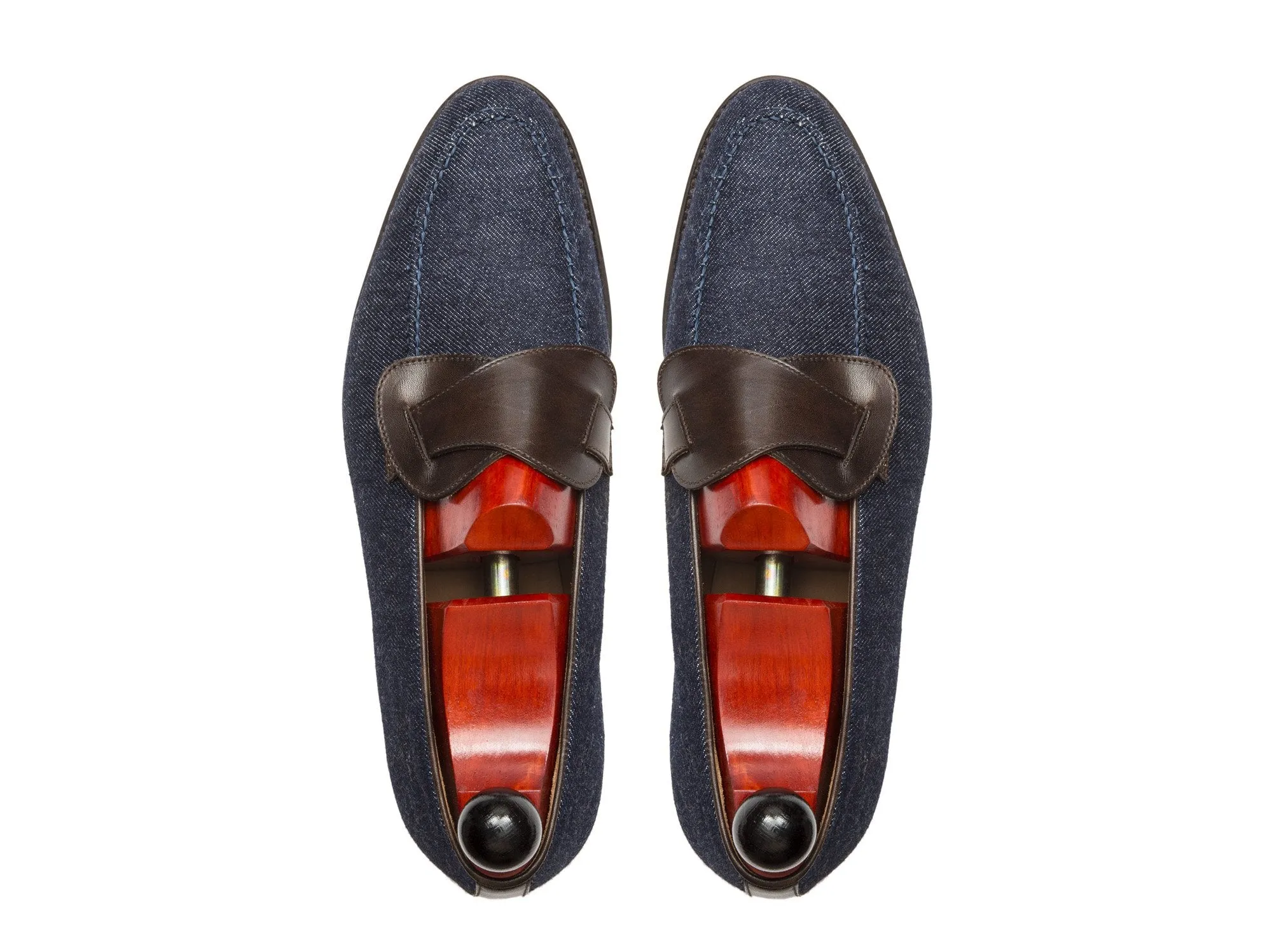 Hawthorne - MTO - Blue Denim / Dark Brown Museum Calf - TMG Last - Single Leather Sole