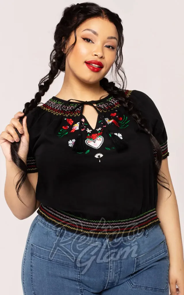 Hell Bunny Tessie Embroidered Top