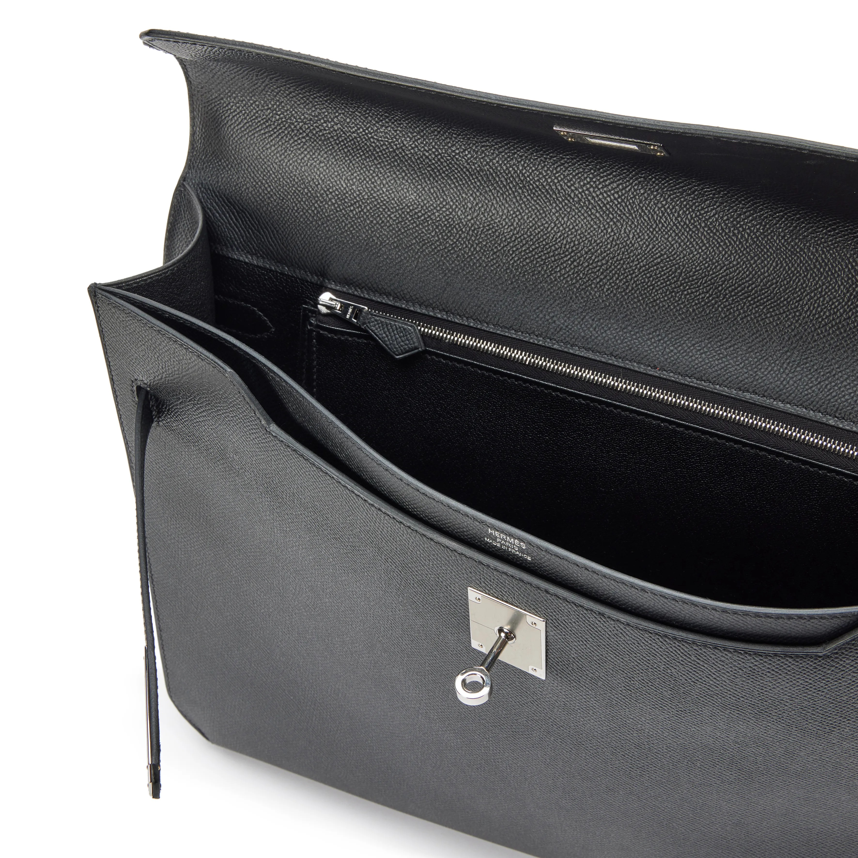 Hermès Black Epsom Kelly Depeches 36 Briefcase Palladium Hardware, 2021