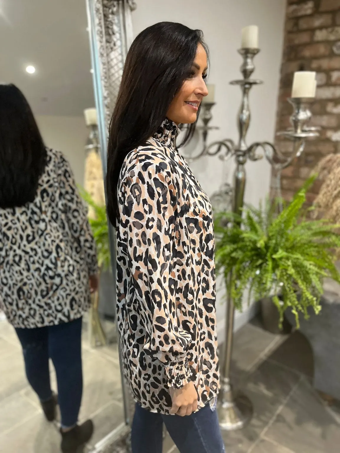 High Neck Leopard Top Maysen