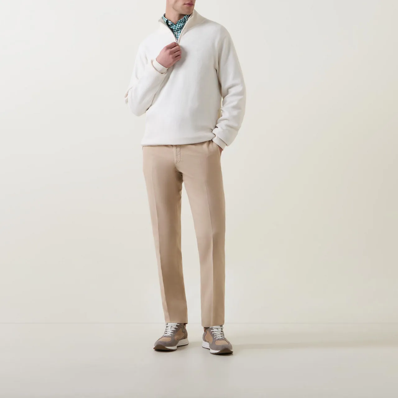 INCOTEX Slim-Leg Formal Chinos - Khaki