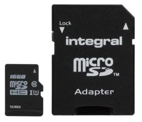 Integral Memory 16 GB MicroSDHC Micro SD Card, Class 10, UHS-1 U1