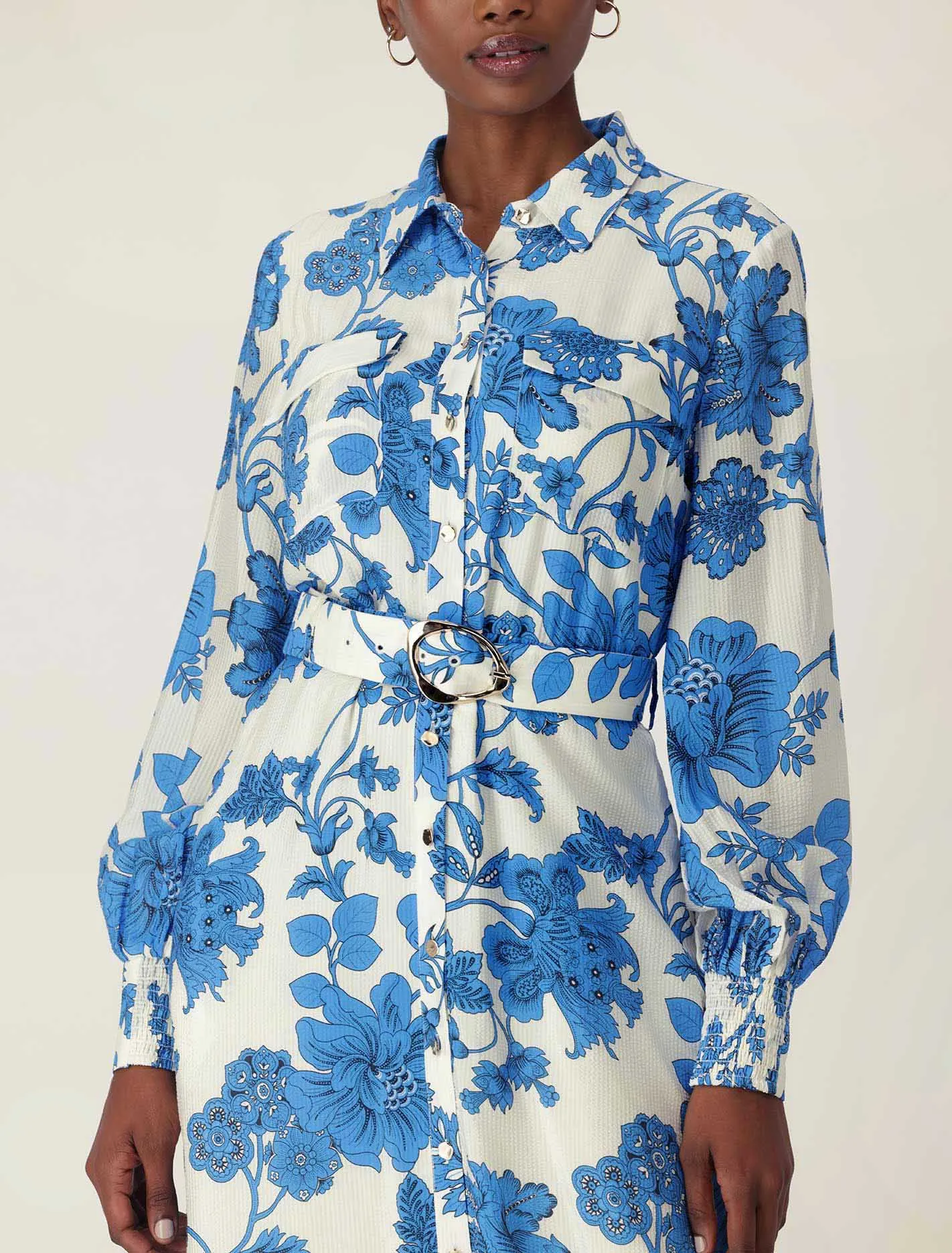 Janie Printed Shirt Midi Dress