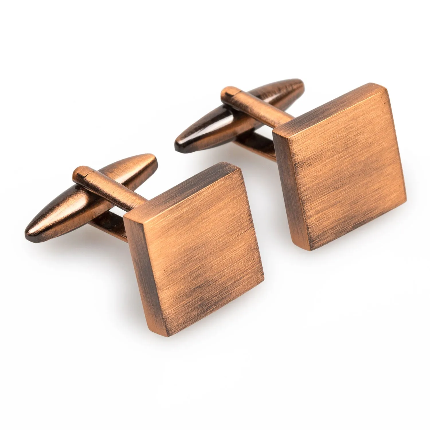 Karnak Brushed Copper Square Cufflinks