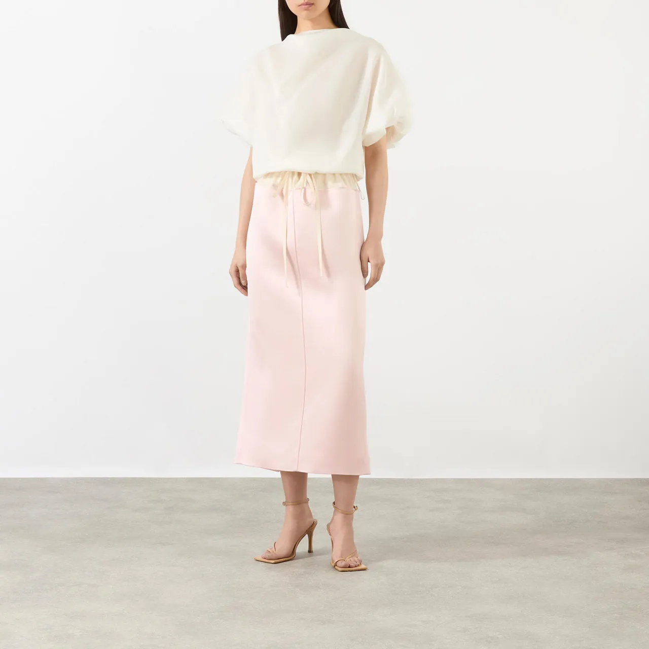 KHAITE Chet Drawstring Pencil Skirt - Pink