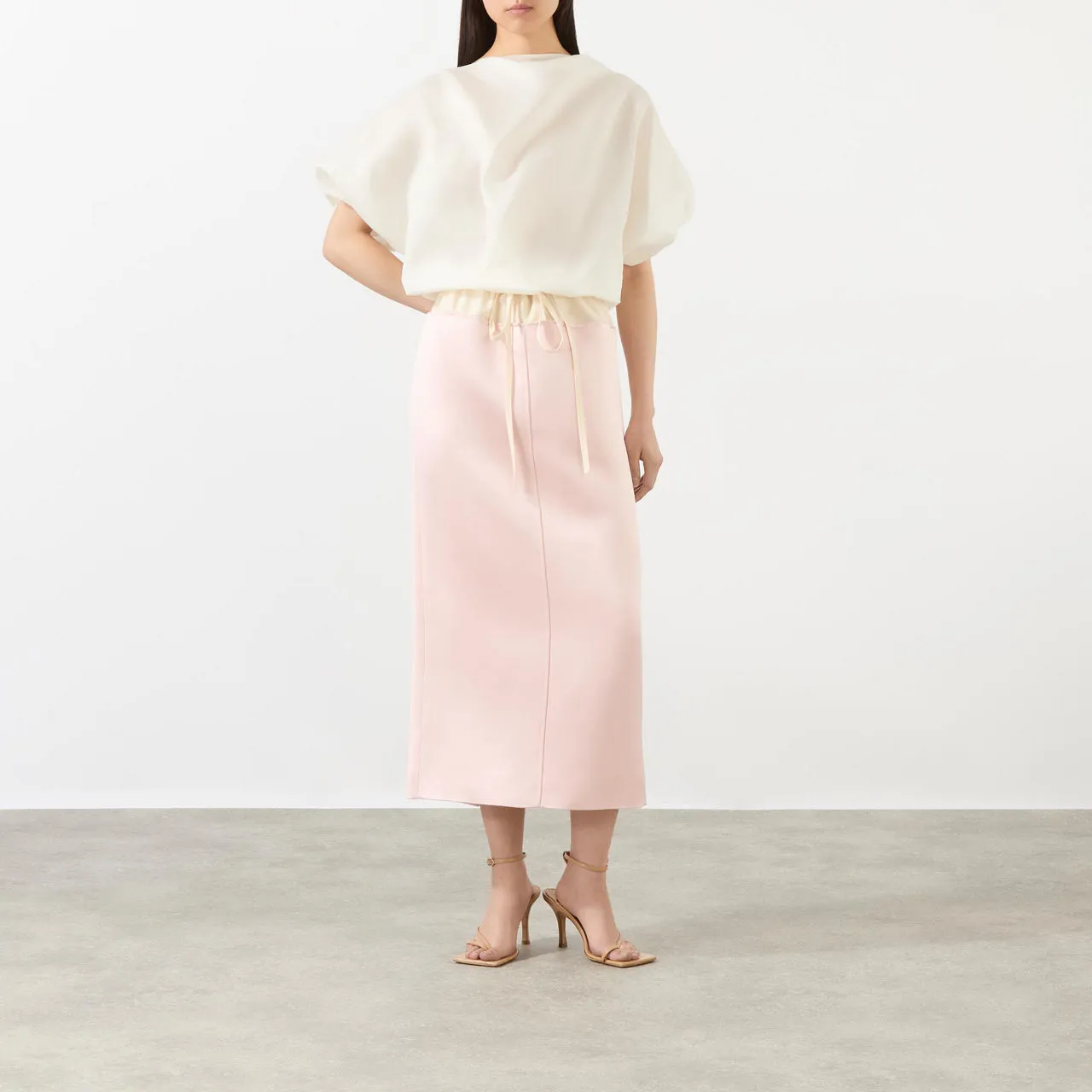 KHAITE Chet Drawstring Pencil Skirt - Pink