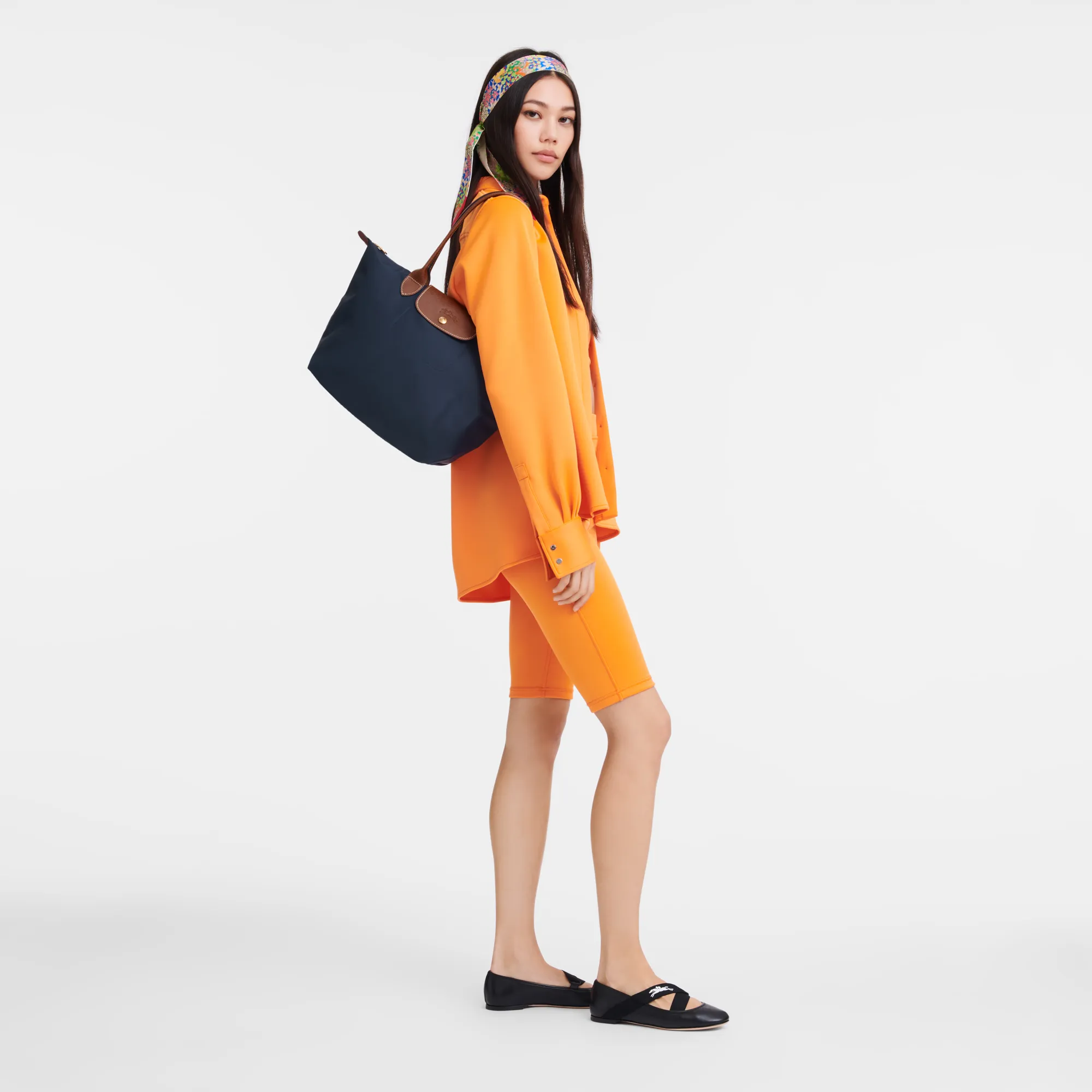 Le Pliage Original M Tote bag Navy - Recycled canvas