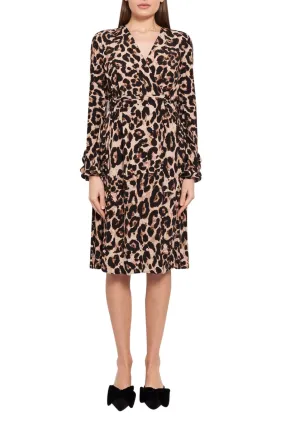 Leopard pattern flared midi-dress