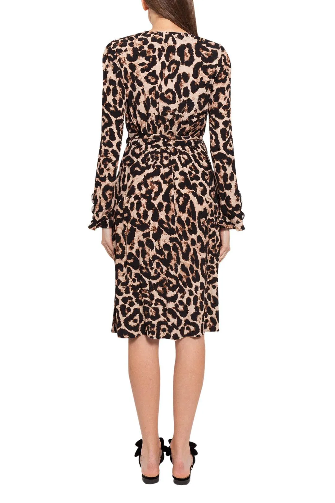 Leopard pattern flared midi-dress