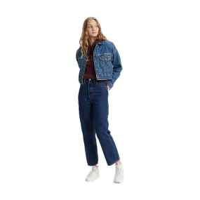 LEVI'S 72693 Ribcage Straight Ankle Jeans Donna Vita Alta Blu Scuro