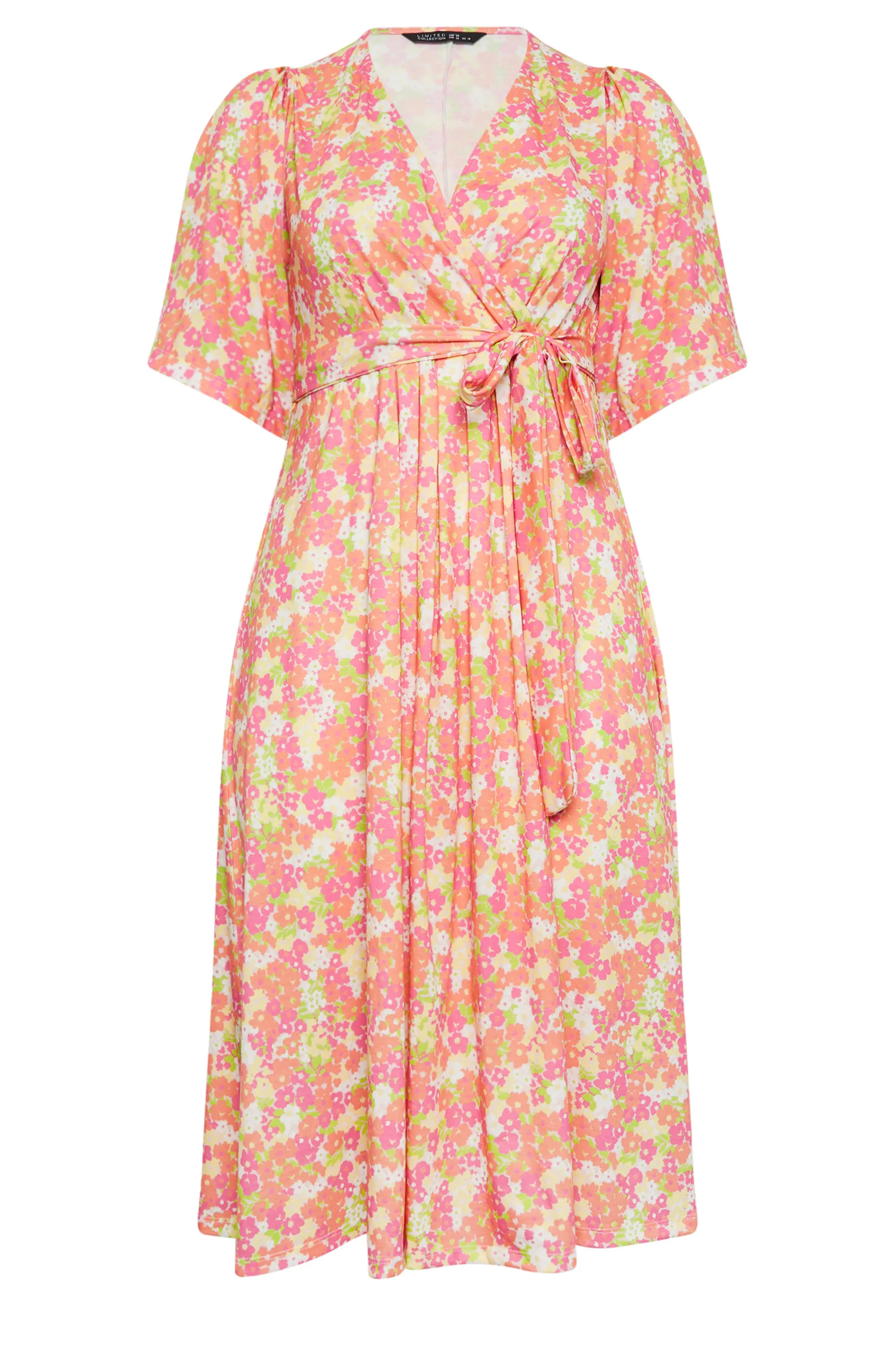 LIMITED COLLECTION Curve Orange Floral Print Wrap Midi Dress