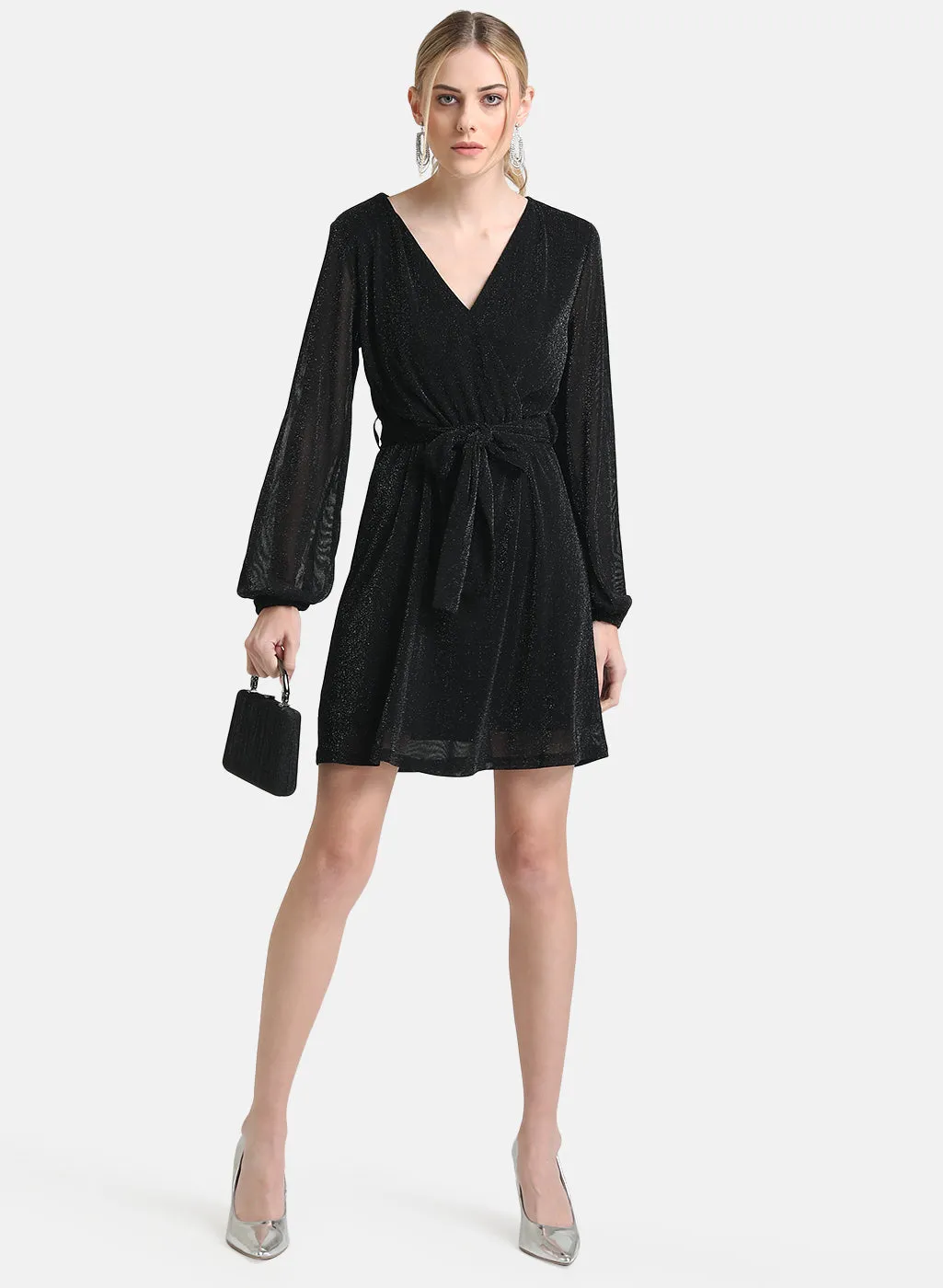 Lurex Mesh Wrap Dress