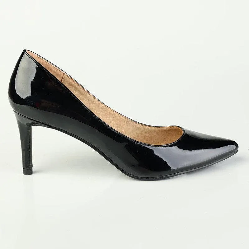 Madison Penny Patent Court Heels - Black