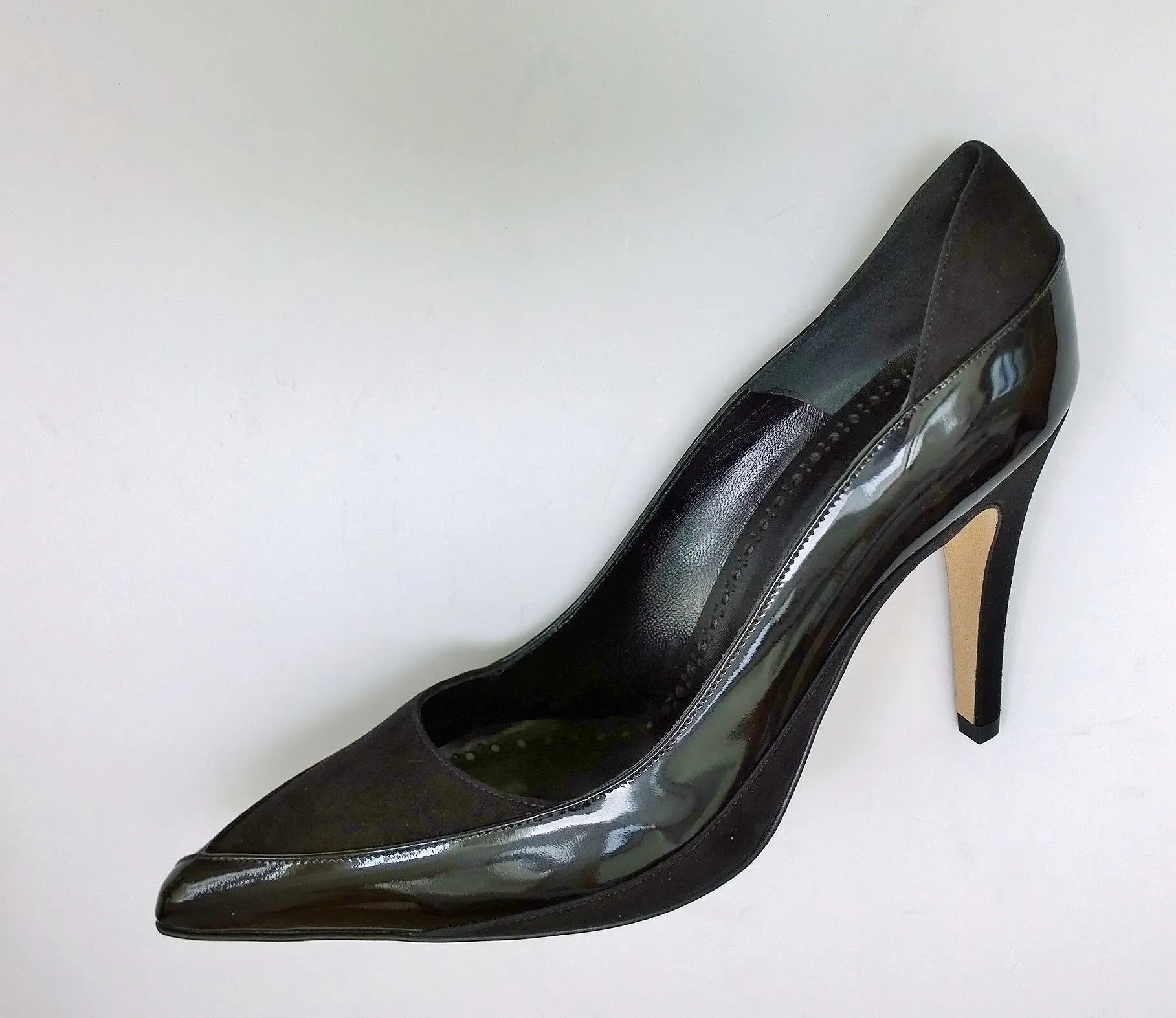 Manolo Blahnik Rasida 105 Black Patent and Suede Heels