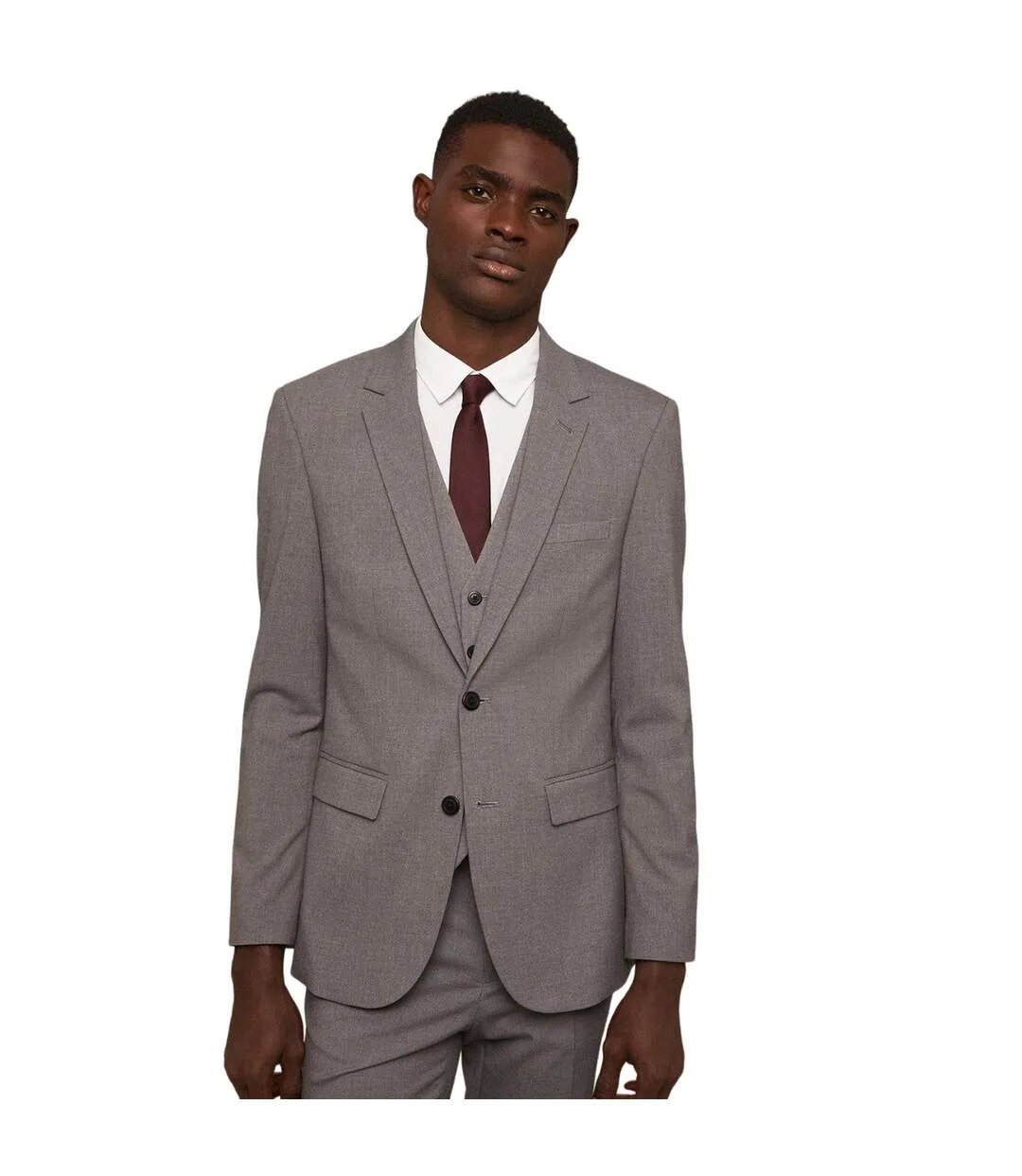 Mens essential plus tailored suit jacket light grey Burton