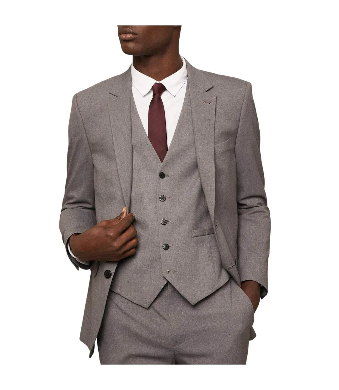 Mens essential plus tailored suit jacket light grey Burton