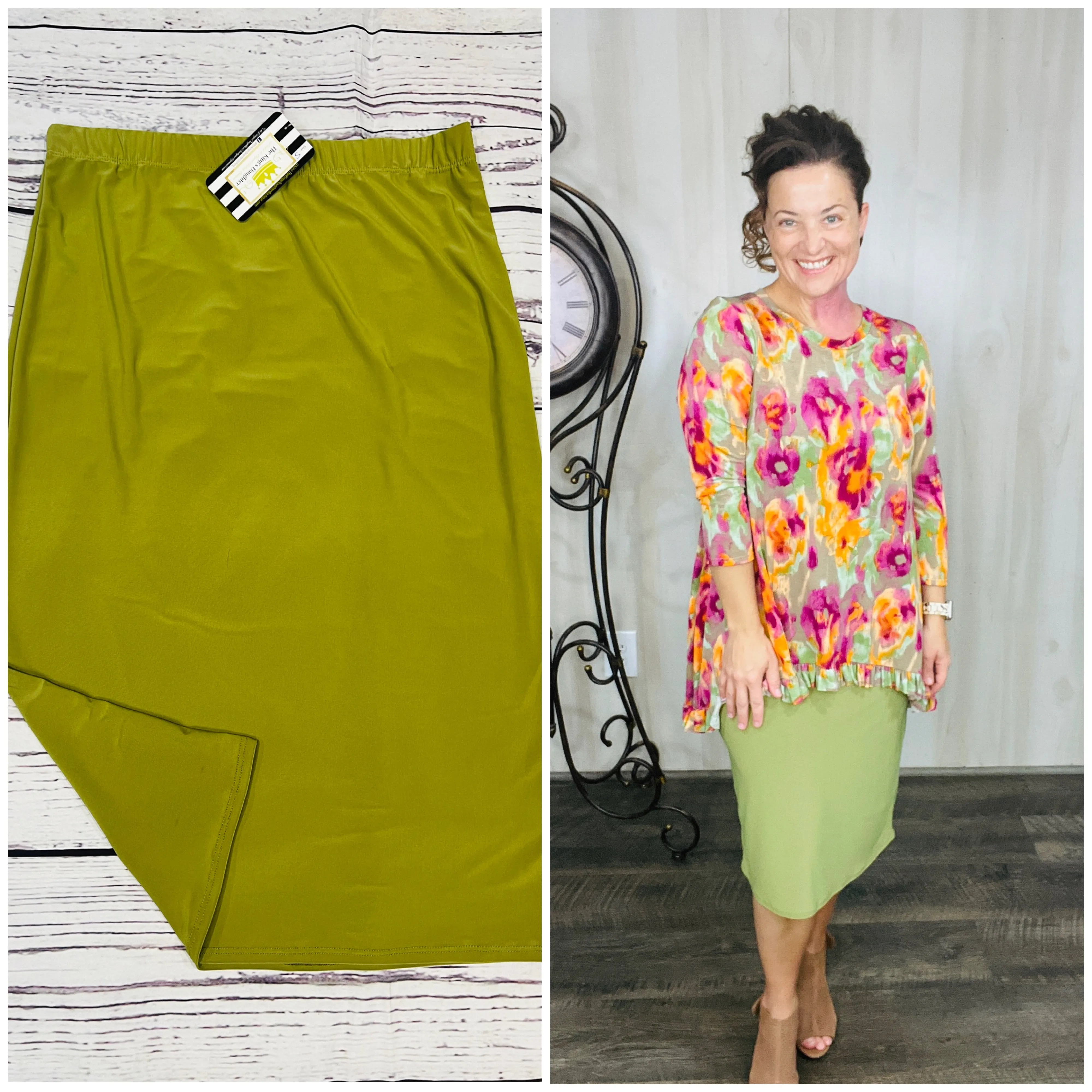 Miss Amy Pencil Skirt (Regular & Plus)- Pistachio