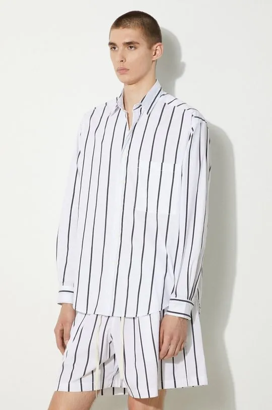 MKI MIYUKI ZOKU cotton shirt Striped Dress Shirt men's black color regular STRIPED.DRESS.SHIRT