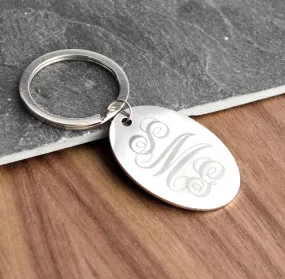 Monogram Oval Shaped Keychain