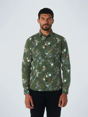 No Excess - Allover Print Shirt - Dark Green Floral