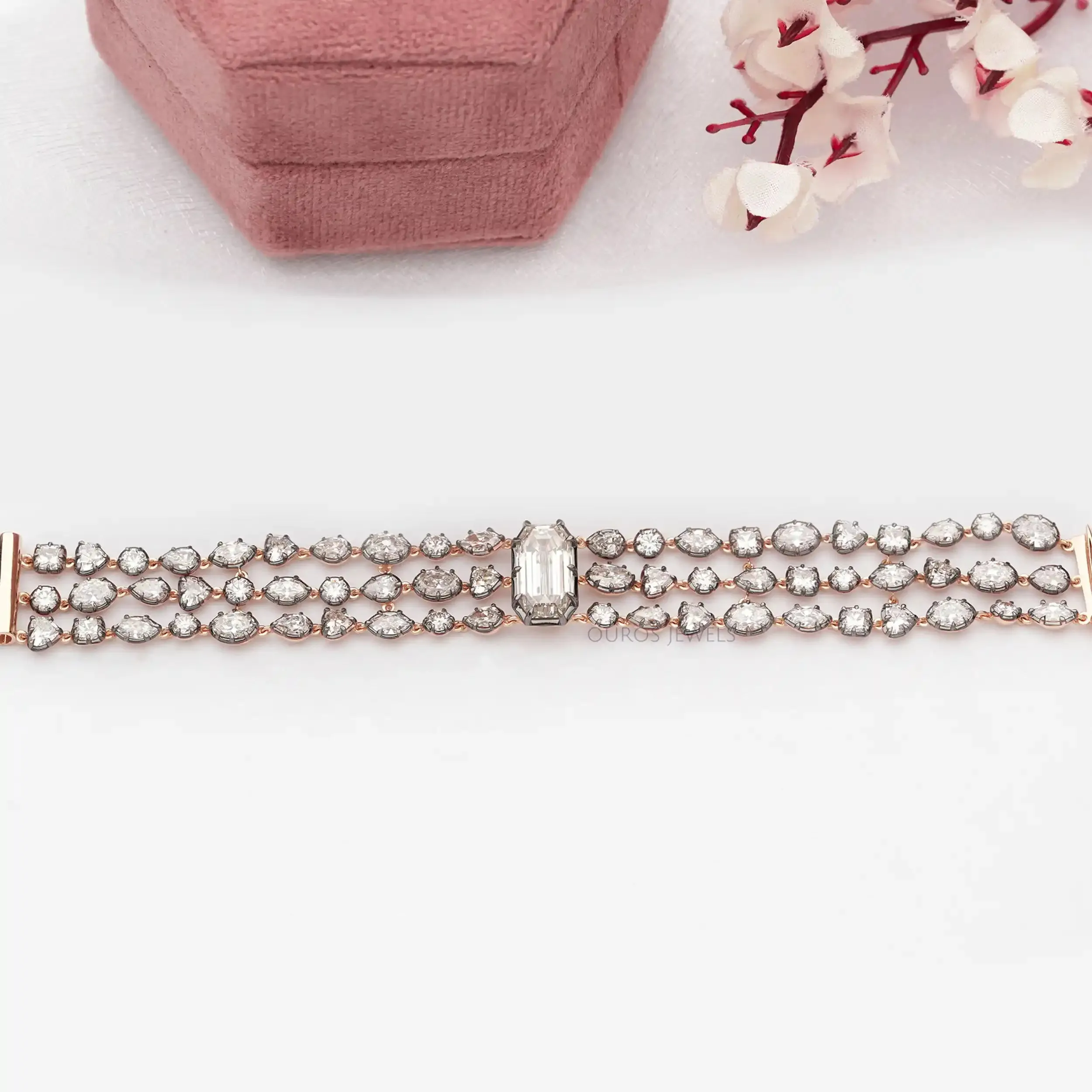 Old Cut Lab Grown Diamonds Wide Bracelet