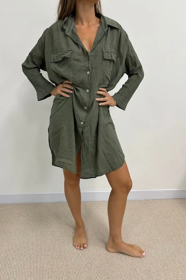 Olina Shirt Dress Khaki