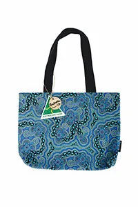 On Walkabout Blue Cotton Tote Bag Small