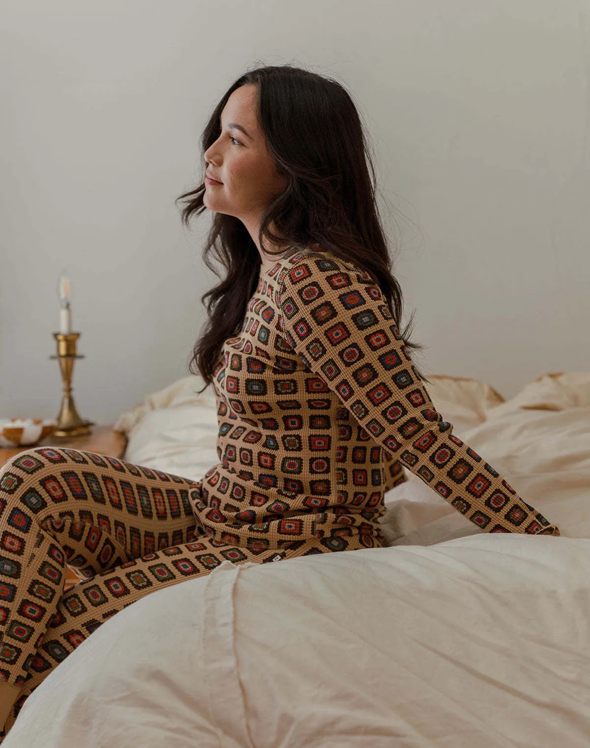 Organic Waffle Bottom - Granny Print