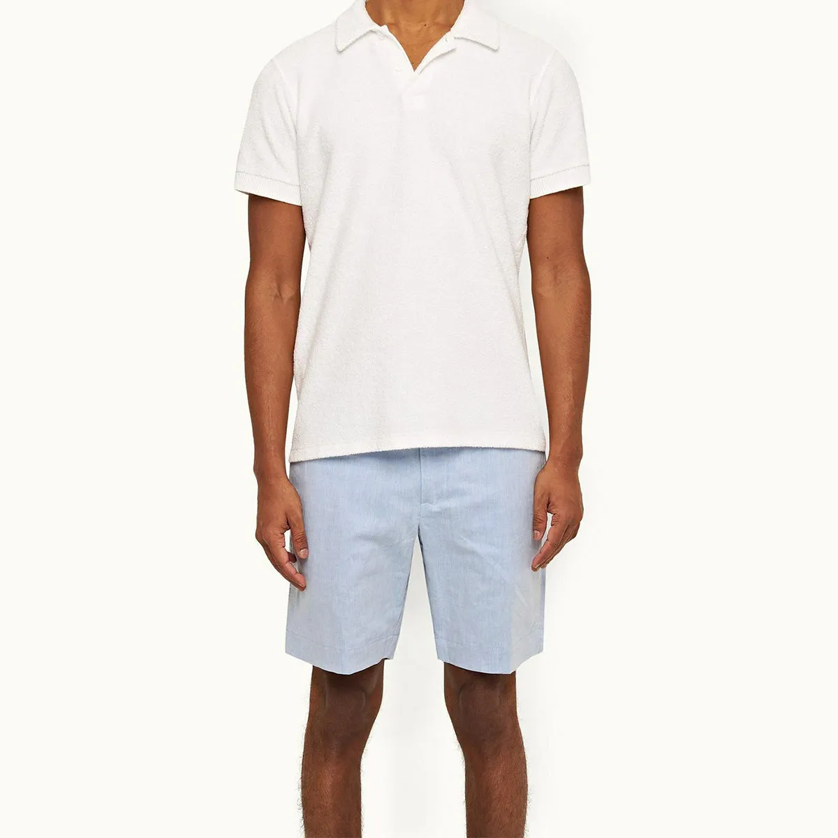 Orlebar Brown - Harrop Linen Shorts in Light Blue