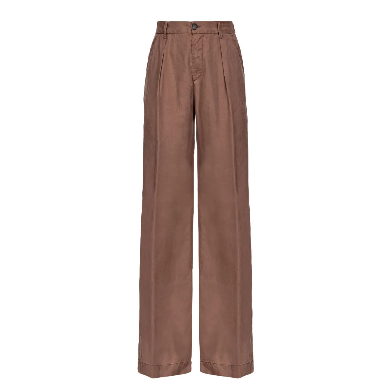 PANTALONE WIDE LEG LYOCELL Donna Marrone Castagna