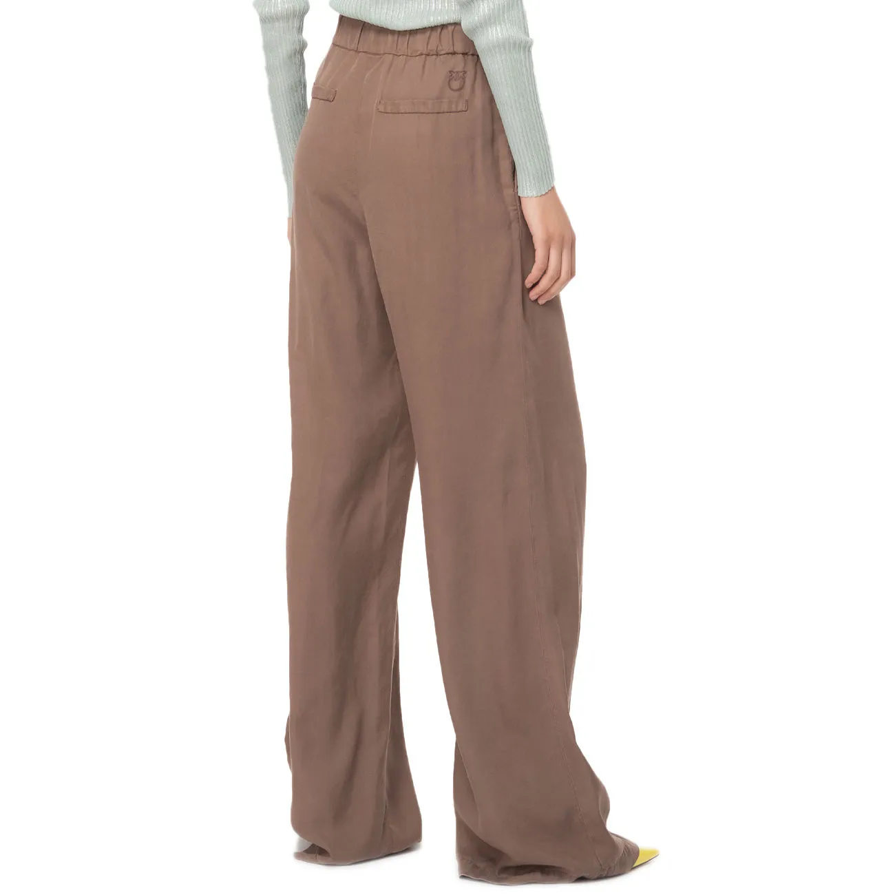 PANTALONE WIDE LEG LYOCELL Donna Marrone Castagna