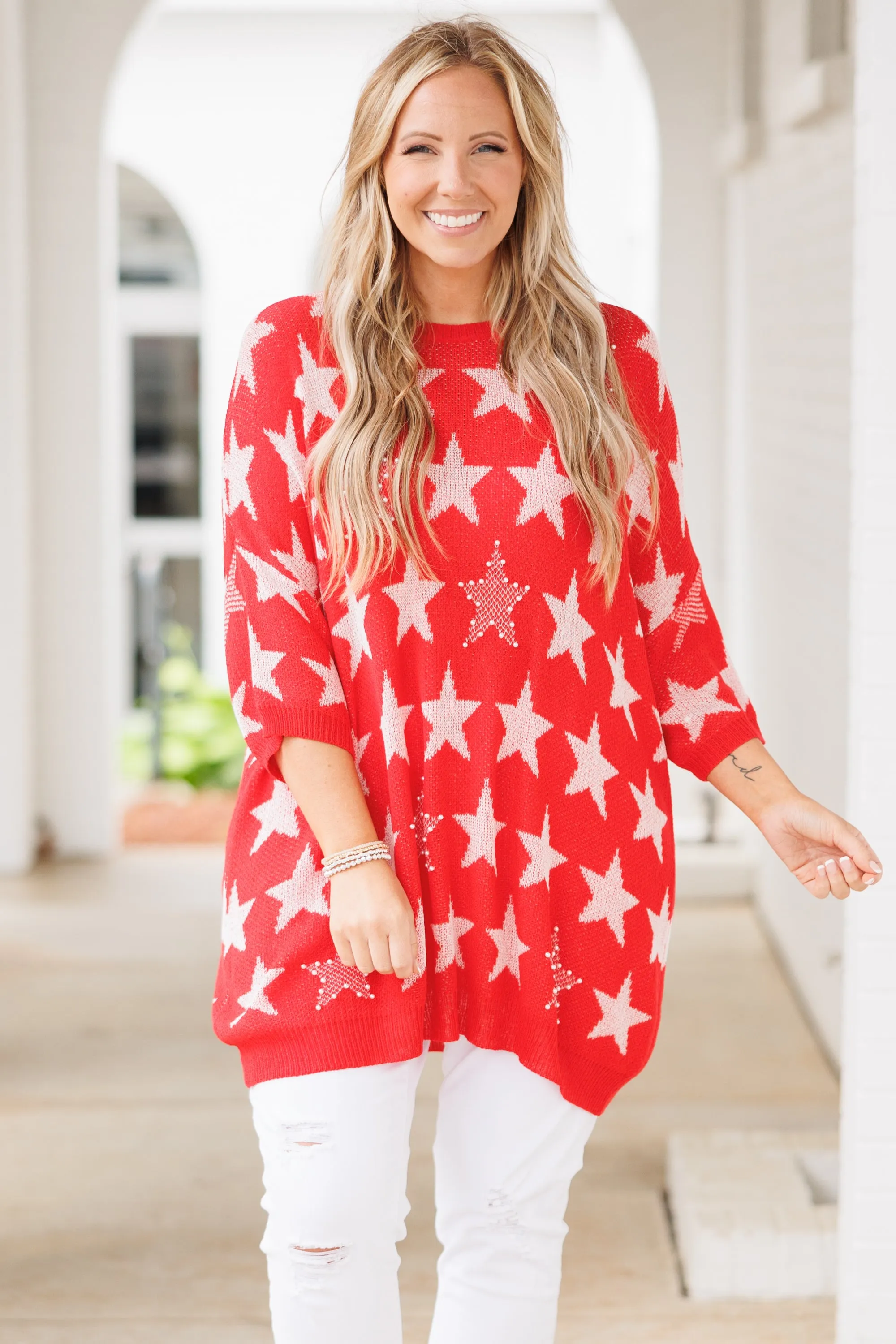 Patriotic Star Top, Red