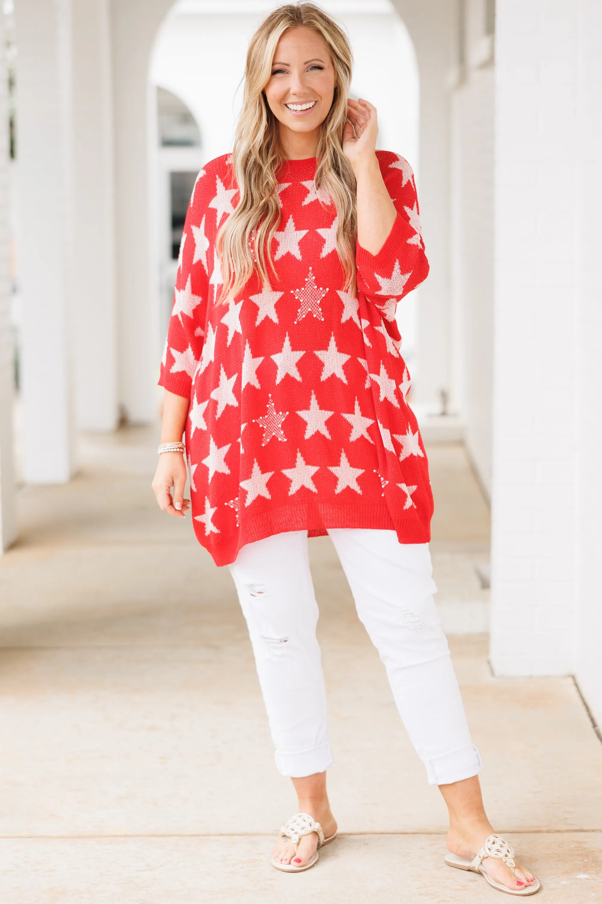 Patriotic Star Top, Red