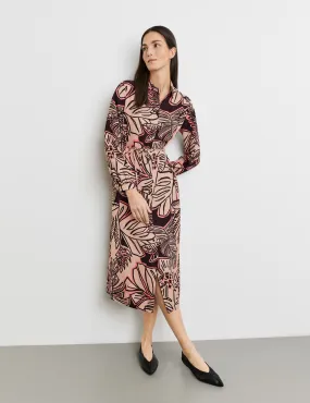 Patterned blouse dress with a waistband