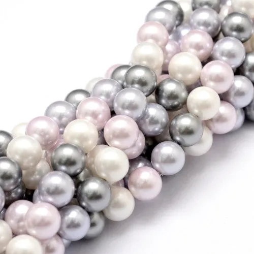 Pearl Beads, Shell Pearl Beads, Grade A, Round, Lilac Mix, 8mm