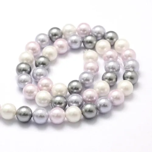 Pearl Beads, Shell Pearl Beads, Grade A, Round, Lilac Mix, 8mm