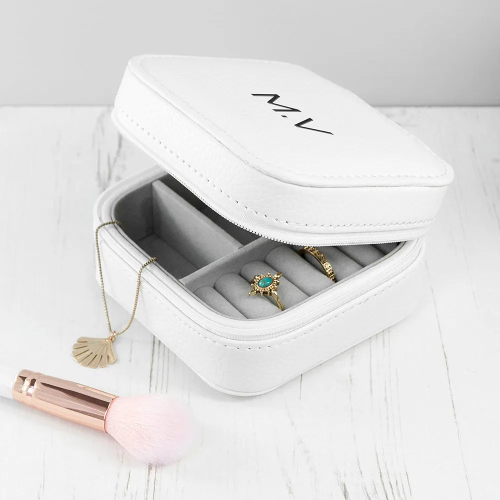 Personalised White Travel Jewellery Case