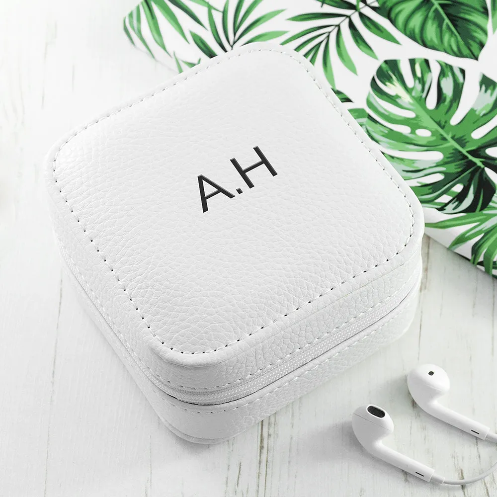 Personalised White Travel Jewellery Case