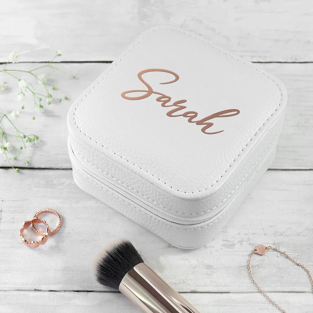 Personalised White Travel Jewellery Case