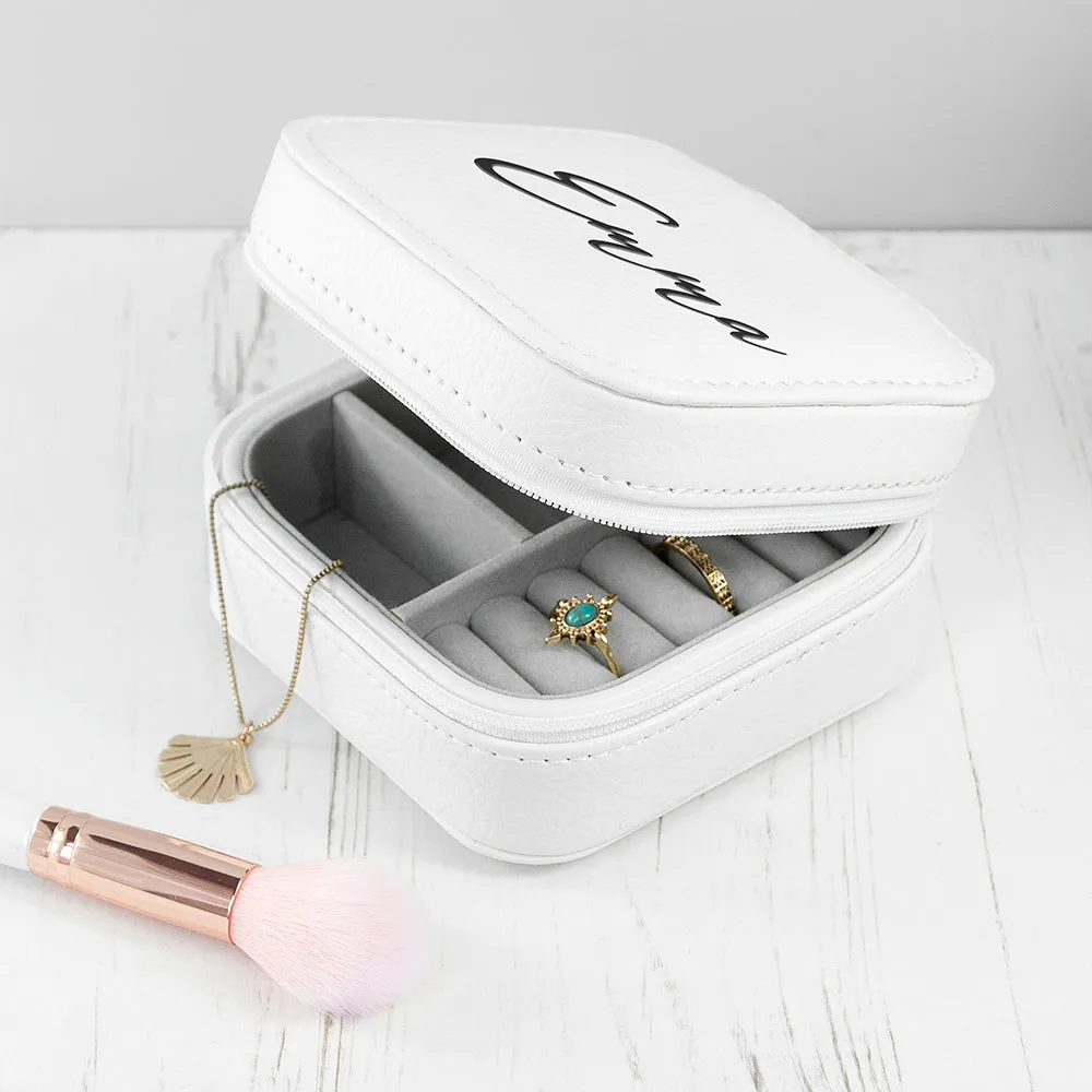 Personalised White Travel Jewellery Case