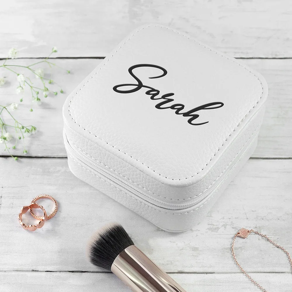 Personalised White Travel Jewellery Case