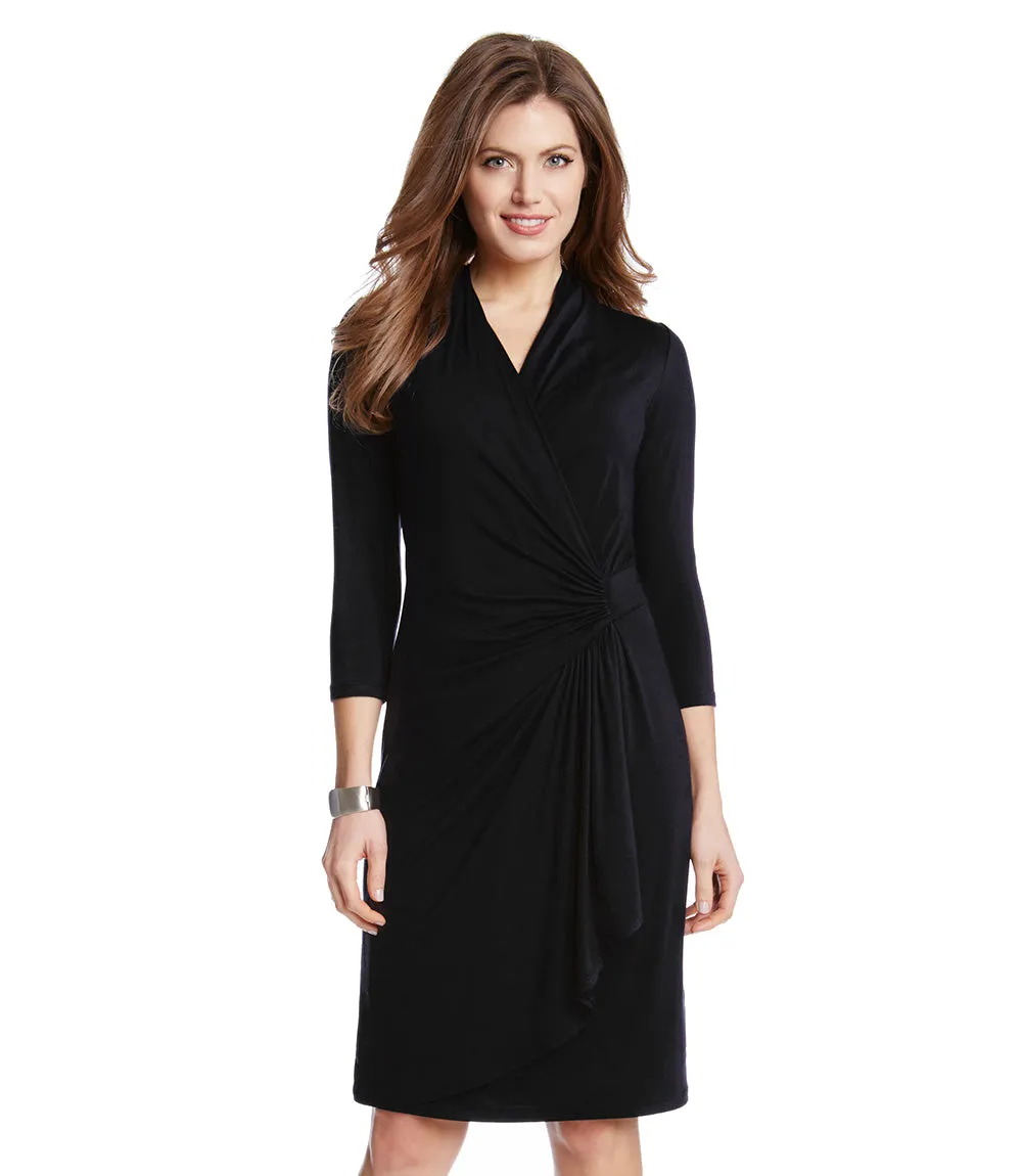 Petite Size Cascade Wrap Dress