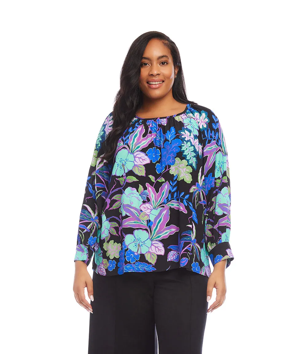 Plus Size Long Sleeve Peasant Top