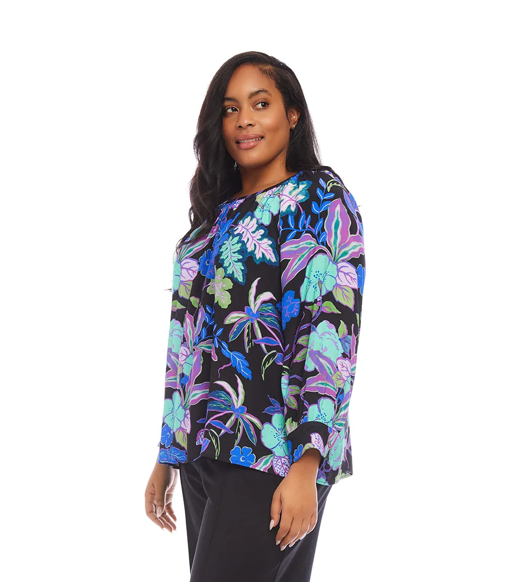 Plus Size Long Sleeve Peasant Top