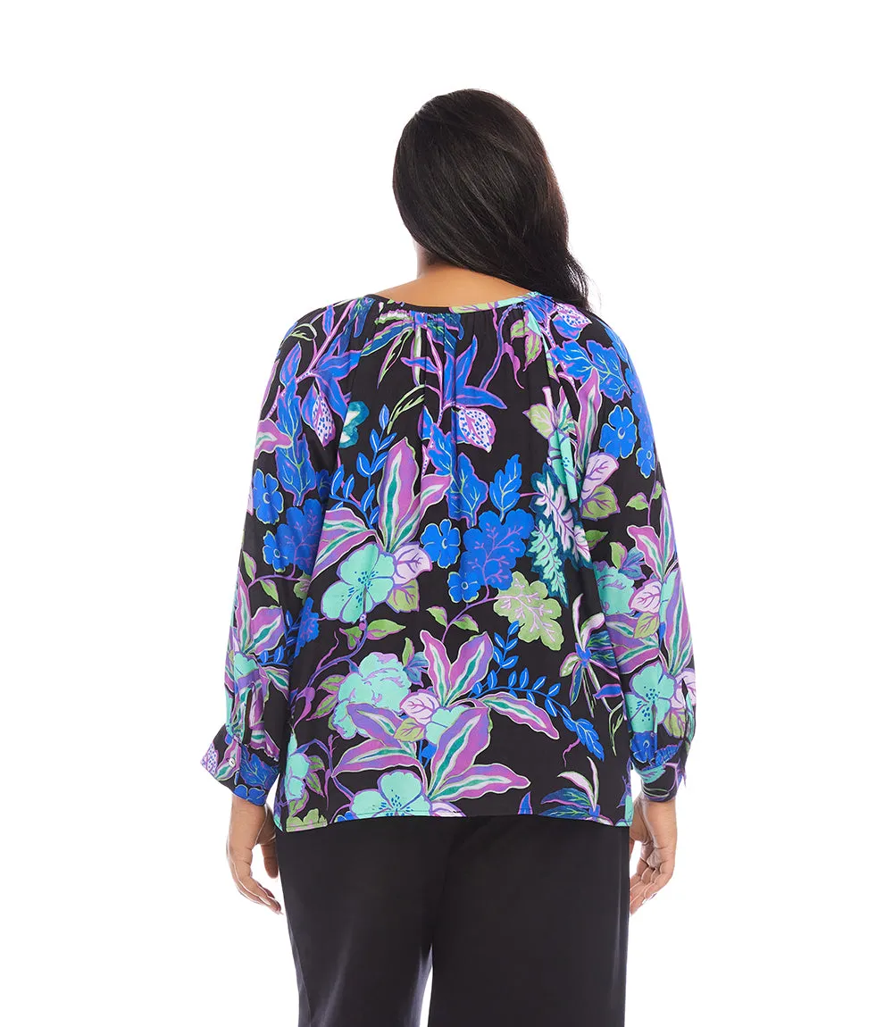 Plus Size Long Sleeve Peasant Top