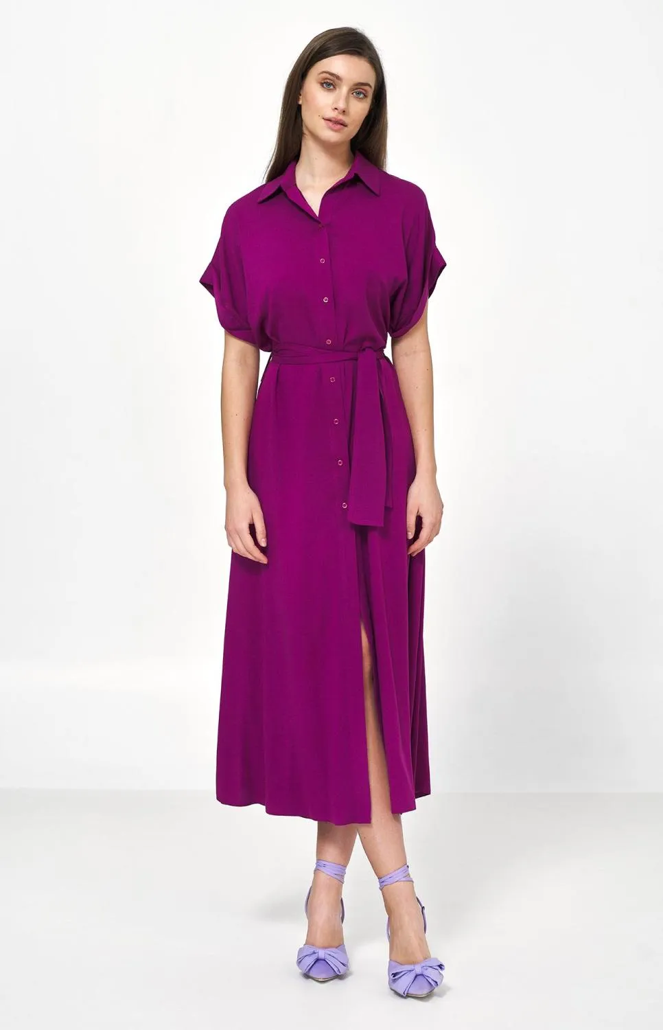 Purple long shirt dress