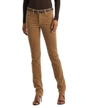 Ralph Lauren Women's Stretch Zippered Pocketed Straight leg Pants Brown Size 14