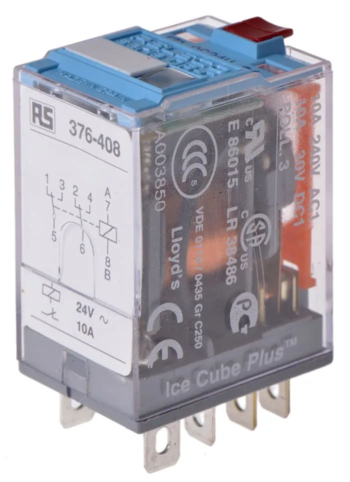 Releco Plug In Power Relay, 24V ac Coil, 10A Switching Current, DPDT